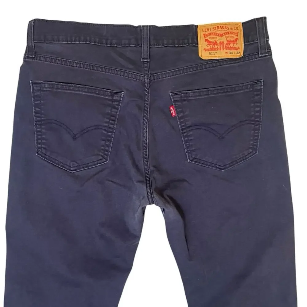 Levi's 511 Men 34X32 Slim All Seasons Tech Pant Blue Stretch Lightweight